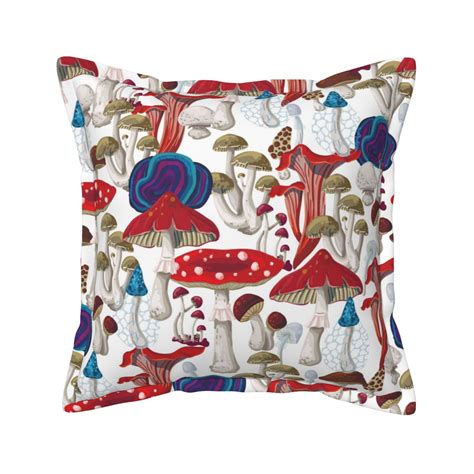 Bingfone Decorative Pillow Covers 20x20 Colorful Mushrooms 2 Couch