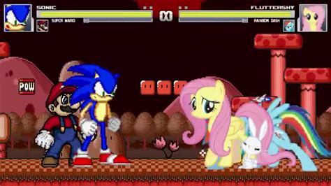 An Mugen Request Sonic Super Mario Vs Fluttershy Rainbow Dash