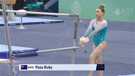 Ruby Pass Aus Uneven Bars Final Baku World Cup Youtube