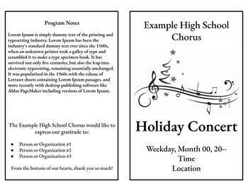 Christmas Holiday Choir Concert Program Template Minimalist Editable