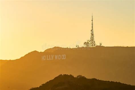 The Hollywood Sign in Los Angeles at Sunset Editorial Photo - Image of ...