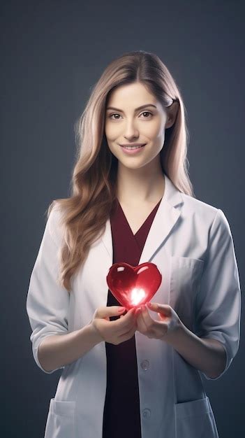 Premium AI Image Female Doctor Cardiologist Holding Heart In Hand