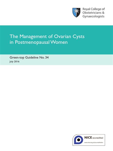 The Management Of Ovarian Cysts In Postmenopausal Women Green Top Guideline No 34 Ovarian