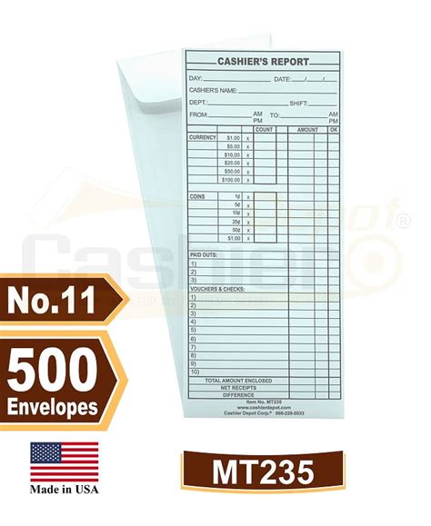 cashier depot mt cashiers report envelope