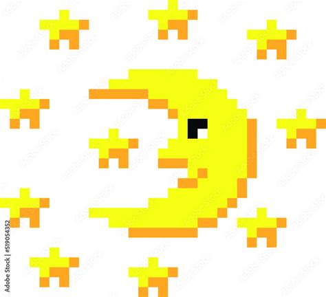 Moon pixel art vector illustration. Moon image or clip art. Stock ...