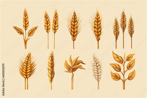 wheat silhouette set collection graphic clipart design. Generative AI Stock Illustration | Adobe ...