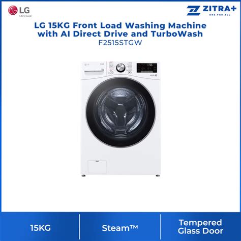 Lg 15kg Front Load Washing Machine With Ai Direct Drive And Turbowash F2515stgw Tempered Glass