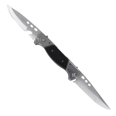 giant double switchblade black automatic knife satin