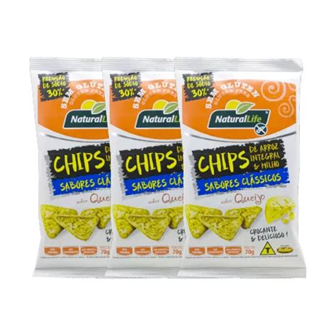 Chips Arroz Milho Sem Gl Ten Queijo Natural Life Un De G