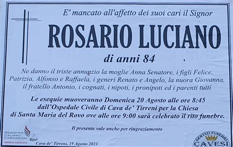 Cava De Tirreni Lutto Luciano Ulisse Online