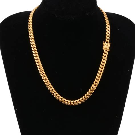 Fashion Jewelry Mm Miami Cuban Curb Link Chain Stainless Steel Gold