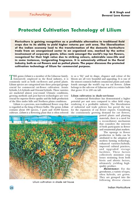 Pdf Protected Cultivation Technology Of Lilium