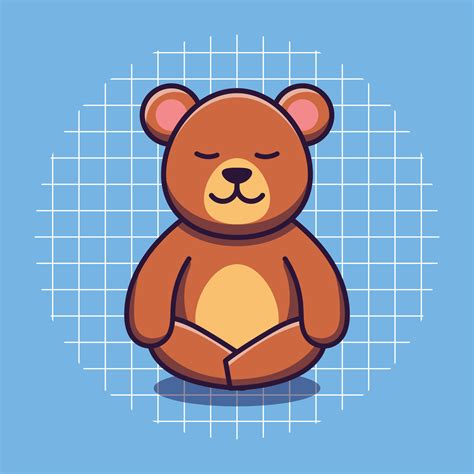 cute bear character meditating cartoon vector illustration