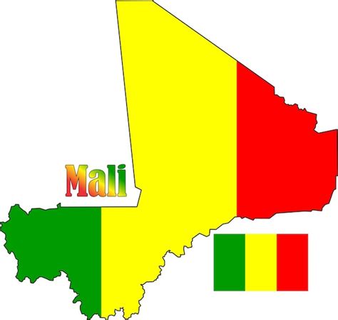 Mapa E Bandeira Do Mali Vetor Premium