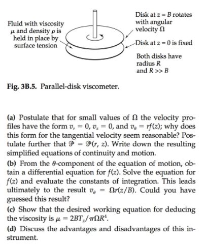 Solved B Parallel Disk Viscometer Fig B A Fluid Chegg