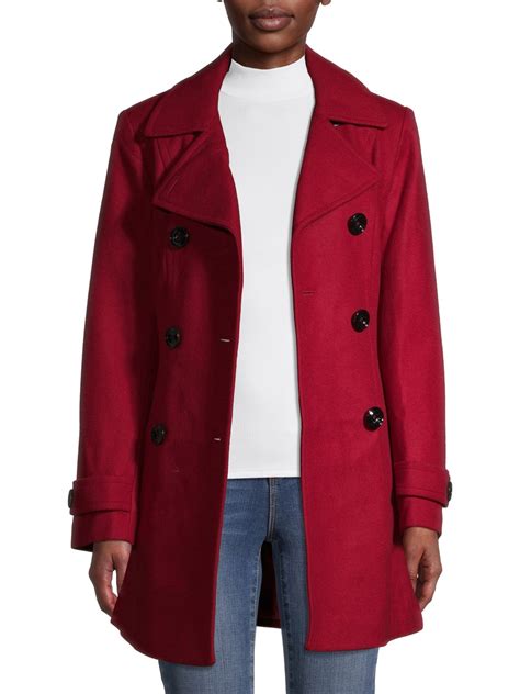 Anne Klein Double Breasted Wool Blend Coat