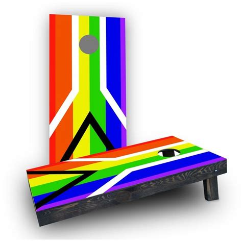 Custom Cornhole Boards Gay Pride Rainbow Flag With Peace Sign Cornhole