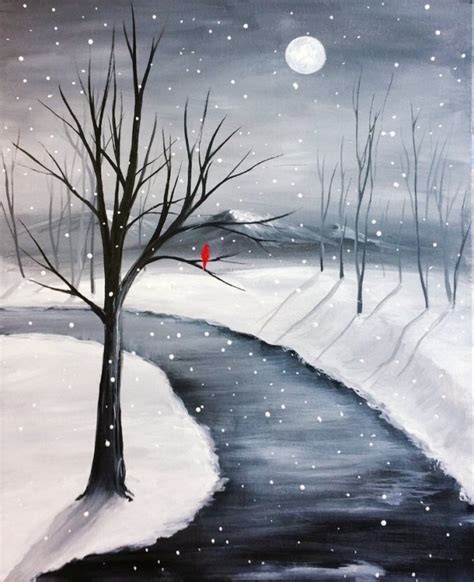 How To Paint Snow Scene Beginner Acrylic Painting Acrylic Painting On