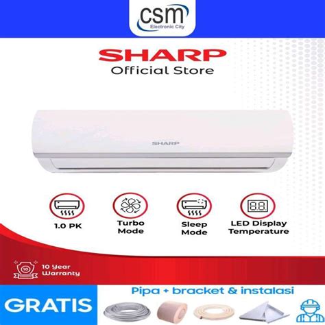 Jual AC SHARP 1 PK AH A9ZCY 1 PK R32 FREE INSTALASI MATERIAL GARANSI