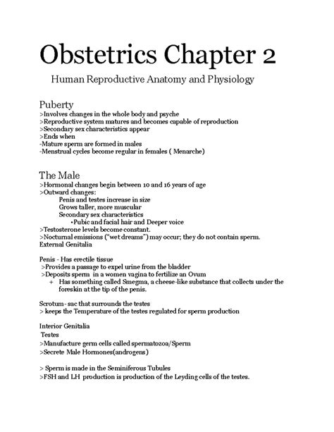 Obstetrics Chapter 2 Lecture Notes Obstetrics Chapter 2 Human