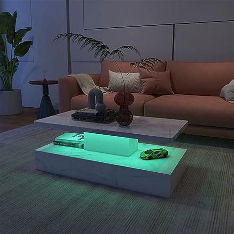 Tesquad Marble Led Coffee Table Modern Led Coffee Table With High