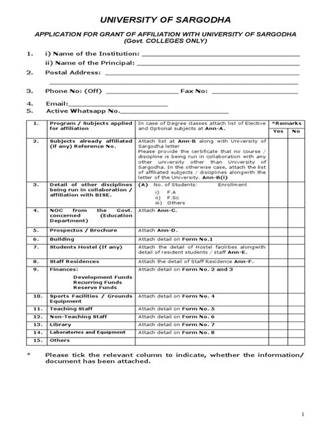 Proforma Of Affiliation Govt Colleges 1646837916 Pdf University