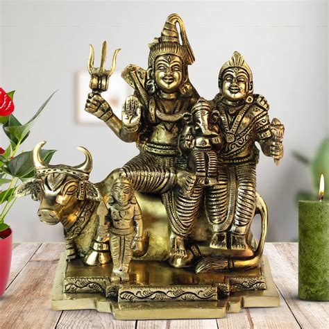 Buy Artvarko Brass Lord Shiva Parvati Kartikeya Ganesha And Nandi Ji