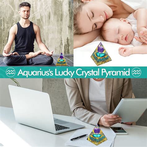 Aquarius Zodiac Amethyst Crystal Pyramid For Positive Energy