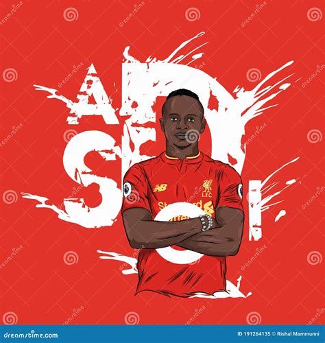 Stylish Digital Art Of Liverpool Fc Striker Sadio Mane Editorial Image