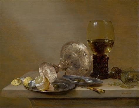 Willem Claesz Heda A Vanitas Still Life With A Broken Roemer An