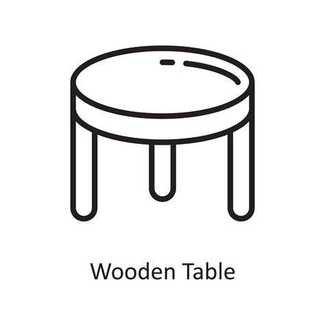 Wooden Table Vector Outline Icon Design Illustration Housekeeping