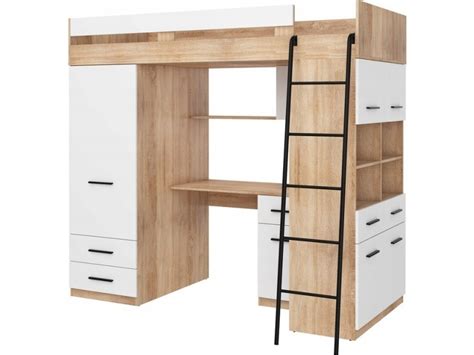 Lit Mezzanine X Cm Avec Chelle Placard Bureau Biblioth Que Et