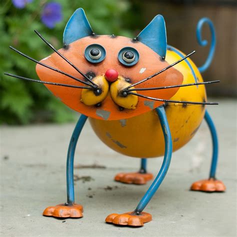 Cat Ornament Metal Ornament Cat Garden Garden Art Front Garden