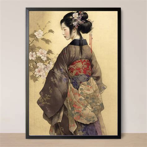 Japanese Geisha Wall Art Stunning Watercolor Geisha Decor Etsy