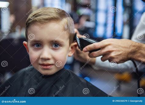 Kid At The Barber Shop Stock Image Image Of Male Adult 290236579