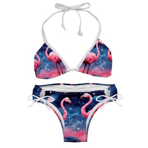 Starry Sky Flamingo Women S Swim Suit Bikini Set Pack With Detachable