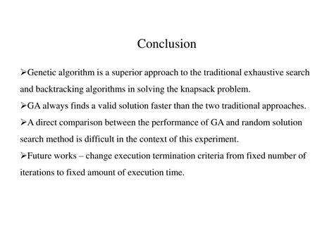 Ppt Applying Genetic Algorithm To The Knapsack Problem Powerpoint