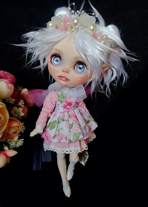 Blythe Custom Doll Flower Blythe Ooak Doll Art Doll Collection Doll Tbl Blythe Natural Hair