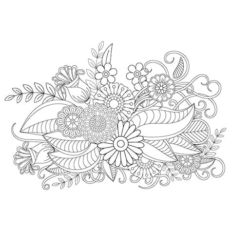 Coloriage Mandala Fleur Vecteur Premium