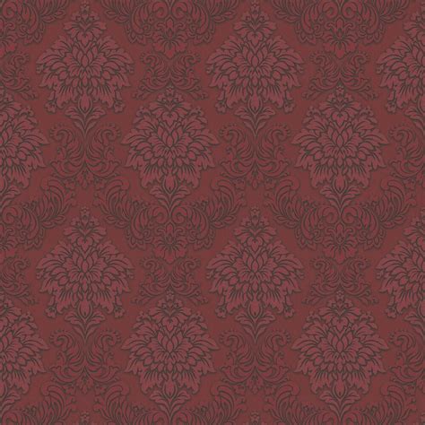 Contemporary Damask By Metropolitan Stories Crimson Wallpaper