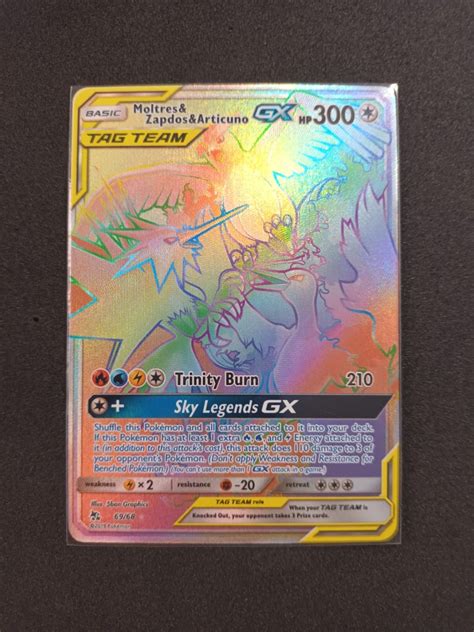 Moltres Zapdos Articuno Gx Rainbow Rare Hidden Fates Hobbies Toys