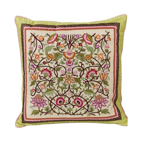 Embroidered Silk Accent Pillow Chairish