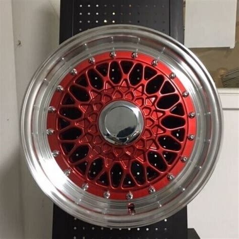 15" Wheels RS Style 15x7 4x100 / 4x114.3 +20 Red Machine Lip IPW Rims ...