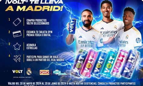 Promoción Volt Oxxo Spin Premia Gana viaje a un partido del Real