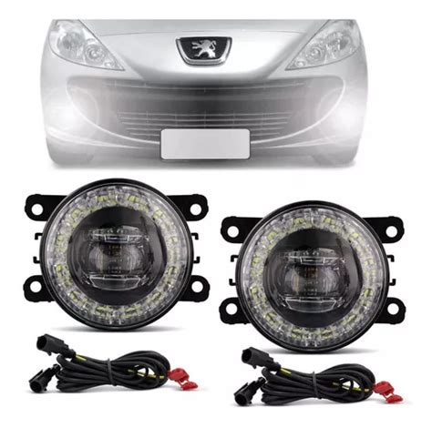 Par Farol Milha 3 Leds Anel Drl Peugeot 207 09 A 10 Auxiliar