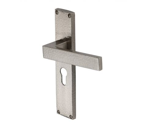 Heritage Brass Delta Hammered Lever On Long Backplate Satin Nickel Door Handles From Handles