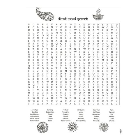 Diwali Word Search Easy To Print Home Etsy