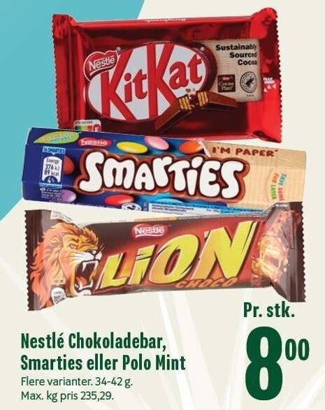 Nestlé chokoladebar smarties el polo mit tilbud hos Min Købmand