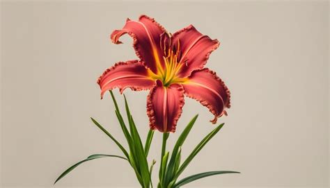 Premium Photo Red Daylily Plant Flower On Isolated Background