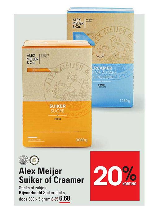 Alex Meijer Suiker Of Creamer Sticks Of Zakjes 20 Korting Aanbieding